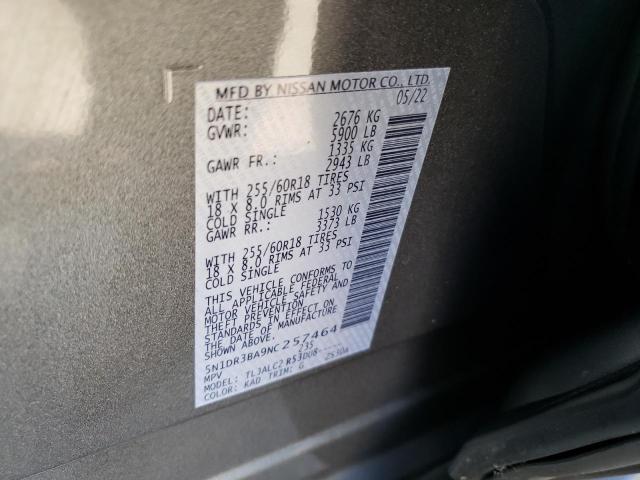5N1DR3BA9NC257464 Nissan Pathfinder Sv