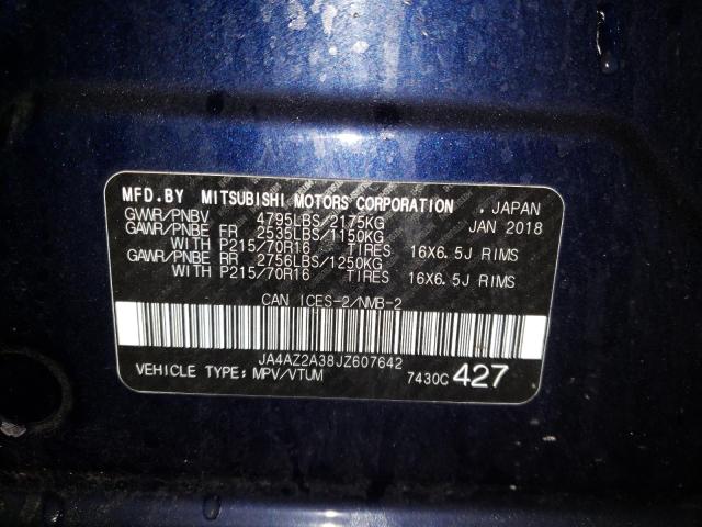 2018 MITSUBISHI OUTLANDER JA4AZ2A38JZ607642