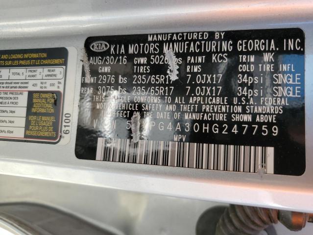 5XYPG4A30HG247759 KIA SORENTO LX
