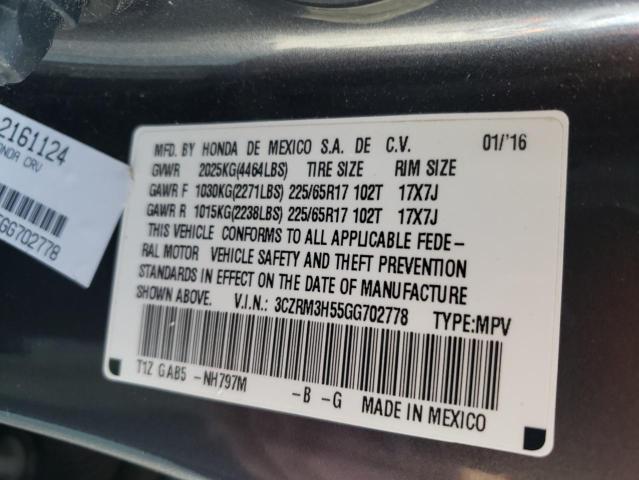 2016 HONDA CR-V EX 3CZRM3H55GG702778