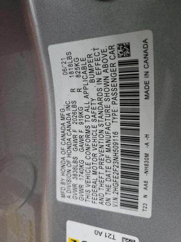 2022 HONDA CIVIC SEDA - 2HGFE2F23NH509116