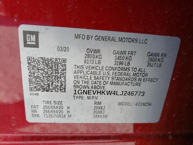 2020 CHEVROLET TRAVERSE L - 1GNEVHKW4LJ246773