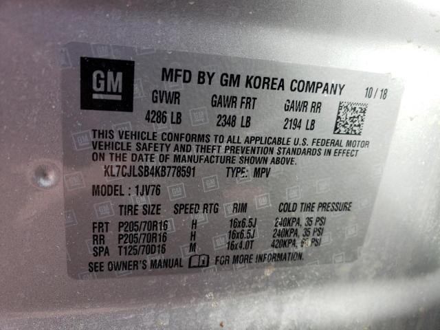 2019 CHEVROLET TRAX 1LT KL7CJLSB4KB778591