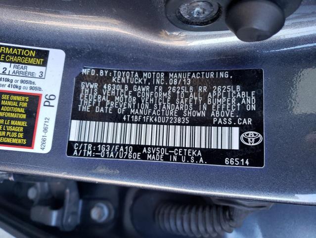 VIN 4T1BF1FK4DU723835 2013 TOYOTA CAMRY no.12