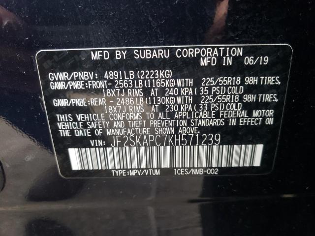 2019 SUBARU FORESTER S JF2SKAPC7KH571239