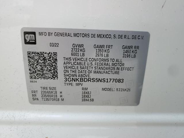 2022 CHEVROLET BLAZER 3LT 3GNKBDRS5NS177083