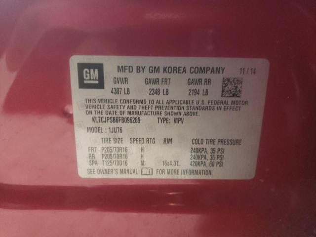 2015 CHEVROLET TRAX 1LS - KL7CJPSB6FB096289