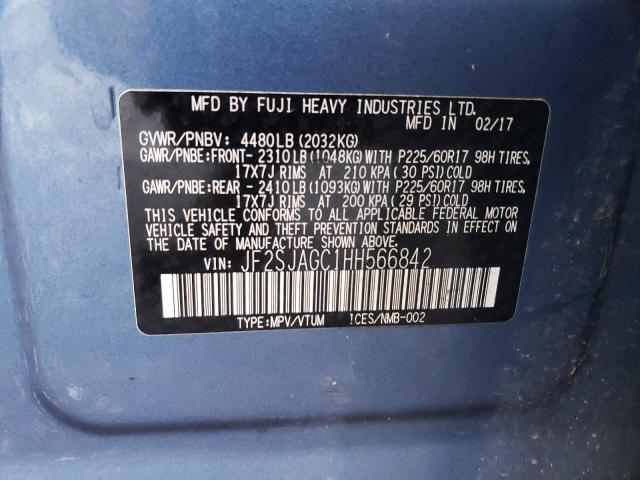 2017 SUBARU FORESTER 2 - JF2SJAGC1HH566842