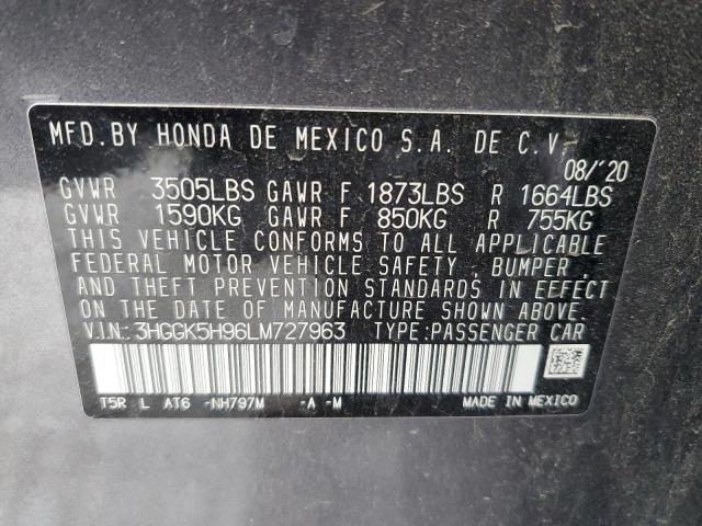 2020 HONDA FIT EXL 3HGGK5H96LM727963