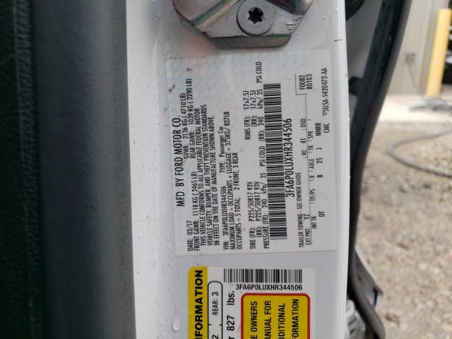 2017 FORD FUSION SE 3FA6P0LUXHR344506