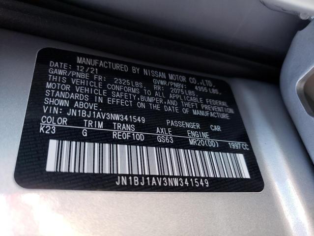 JN1BJ1AV3NW341549 Nissan Rogue Sport S