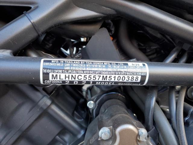 2021 HONDA CBF300 NA MLHNC5557M5100388