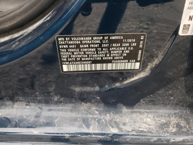 2019 VOLKSWAGEN PASSAT WOL 1VWLA7A34KC008287