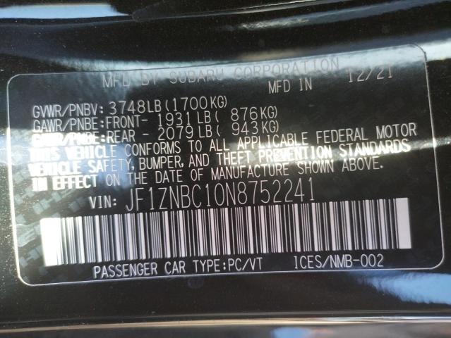 2022 TOYOTA GR 86 JF1ZNBC10N8752241