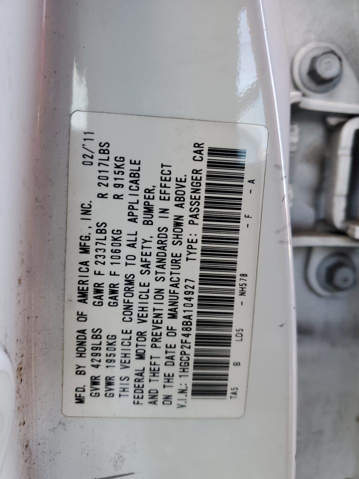 1HGCP2F48BA104927 2011 Honda Accord Lxp