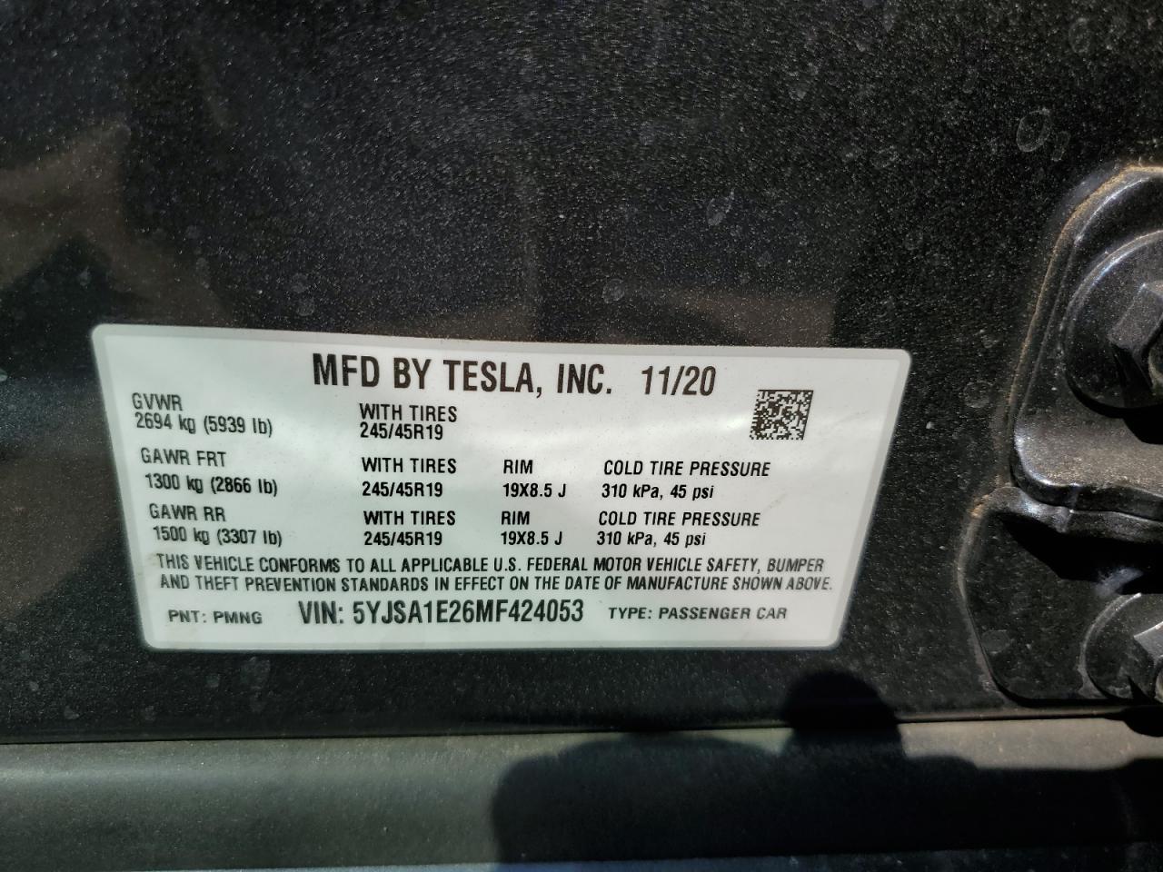 5YJSA1E26MF424053 2021 Tesla Model S