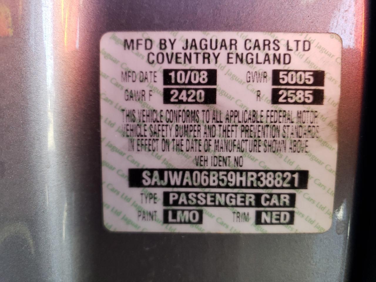 SAJWA06B59HR38821 2009 Jaguar Xf Premium Luxury