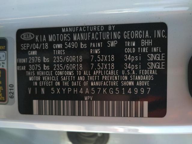 5XYPH4A57KG514997 KIA SORENTO EX