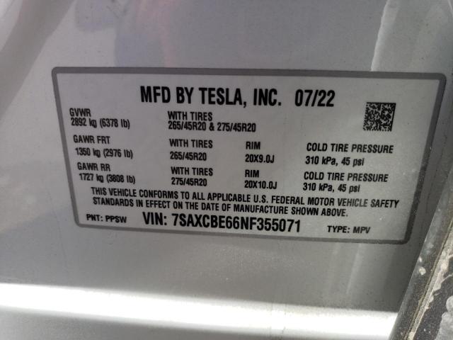7SAXCBE66NF355071 Tesla MODEL X