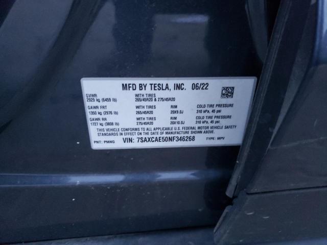 7SAXCAE50NF346268 Tesla MODEL X