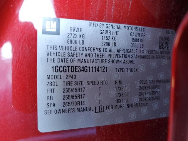 2016 CHEVROLET COLORADO Z - 1GCGTDE34G1114121