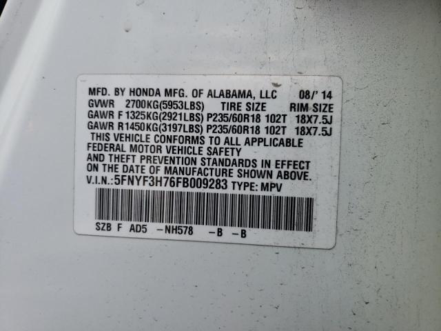 2015 HONDA PILOT EXLN - 5FNYF3H76FB009283