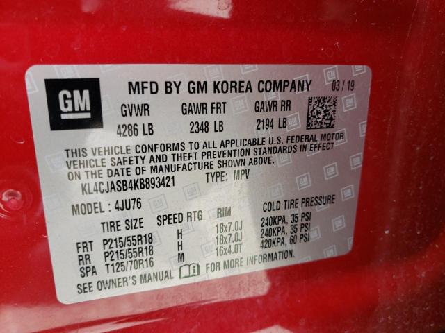 KL4CJASB4KB893421 Buick Encore Preferred
