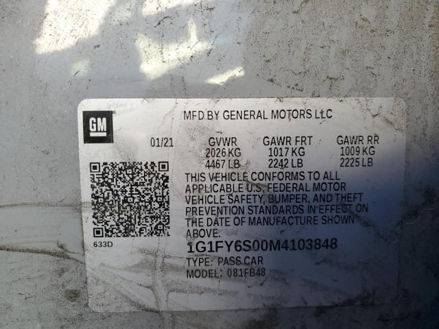 2021 CHEVROLET BOLT EV LT - 1G1FY6S00M4103848