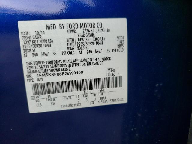 2015 FORD EXPLORER L 1FM5K8F88FGA99190