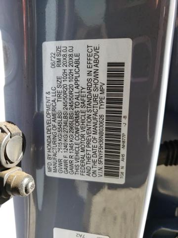 2022 HONDA PILOT SPOR 5FNYF5H36NB030626