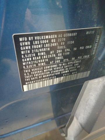 2017 VOLKSWAGEN TIGUAN S - WVGBV7AX3HK027123