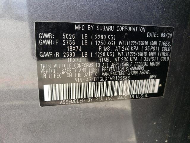 2021 SUBARU OUTBACK ON 4S4BTGLD1M3109686