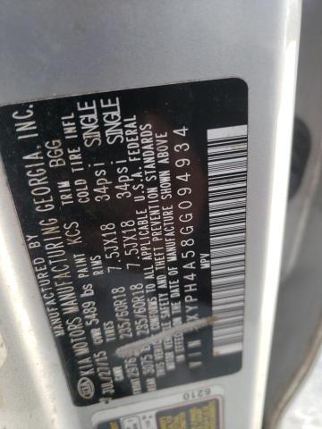 5XYPH4A58GG094934 KIA SORENTO EX