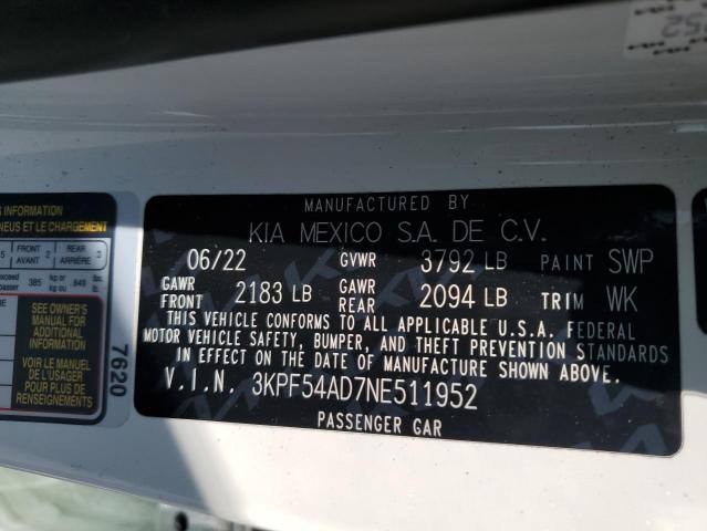 3KPF54AD7NE511952 KIA Forte Gt Line