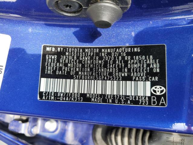Toyota COROLLA L 2016 5YFBURHE5GP475323 Image 5