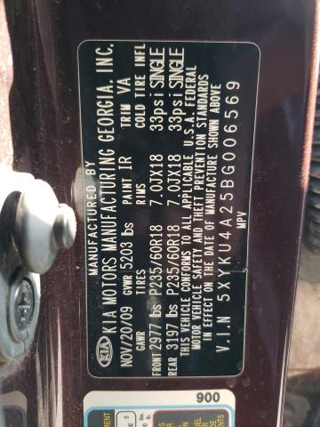 5XYKU4A25BG006569 KIA SORENTO EX