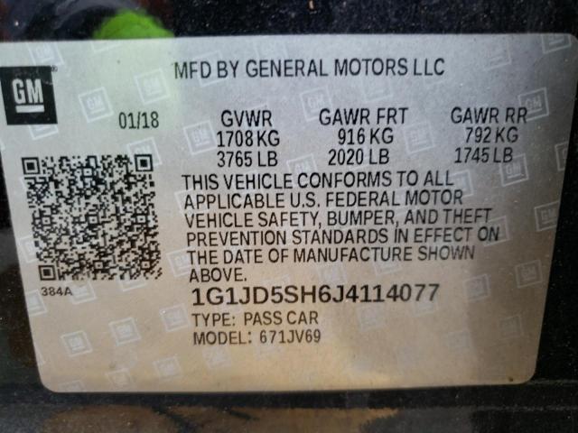 2018 CHEVROLET SONIC LT - 1G1JD5SH6J4114077