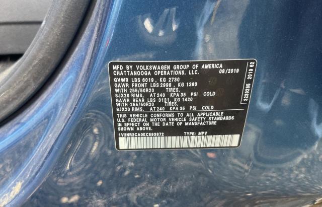 2019 VOLKSWAGEN ATLAS SEL - 1V2NR2CA0KC593872