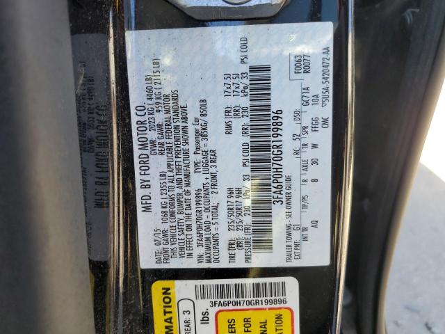 2016 FORD FUSION SE 3FA6P0H70GR199896