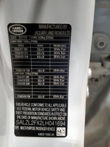 SALZL2FX2LH041694 Land Rover Range Rover Evoque First Edition