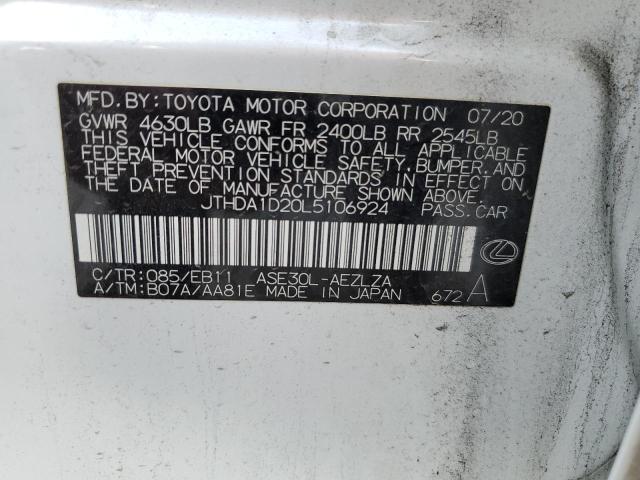 2020 LEXUS IS 300 PRE JTHDA1D20L5106924