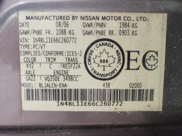 1N4BL11E66C260772 Nissan ALTIMA SE