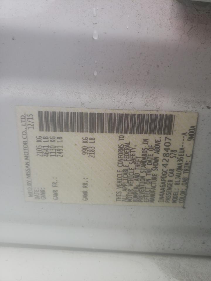 1N4AA6AP0GC428407 NISSAN MAXIMA 2016
