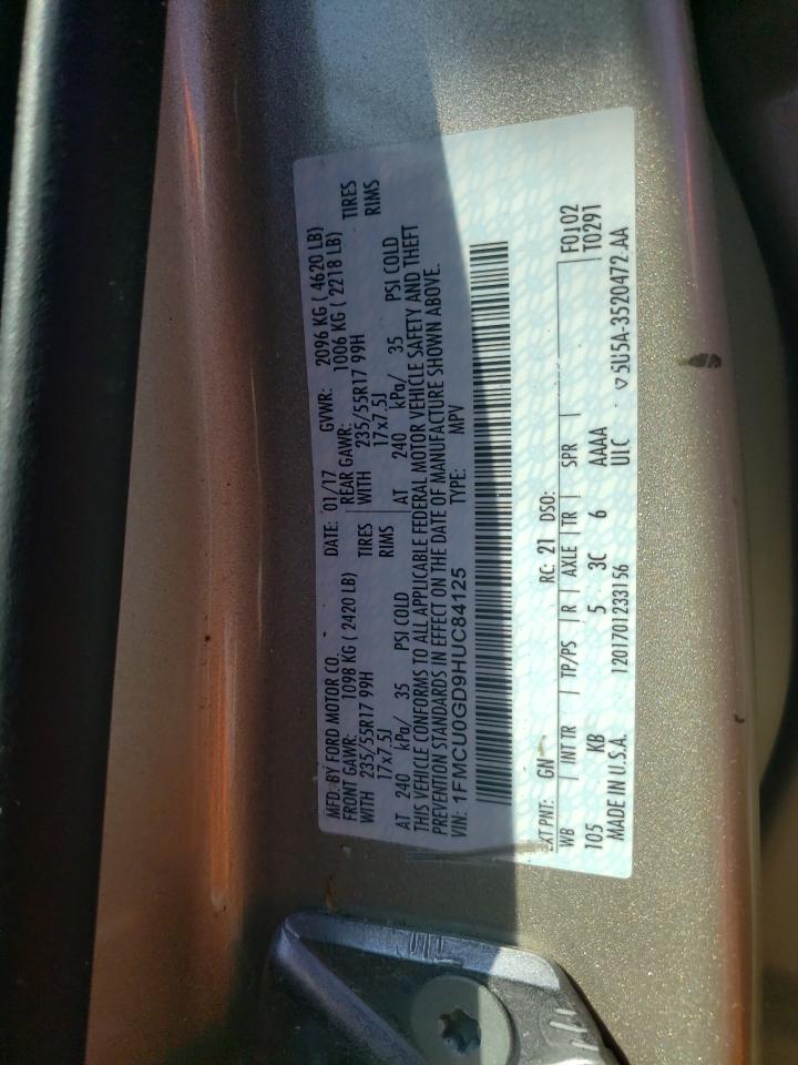 1FMCU0GD9HUC84125 FORD ESCAPE 2017