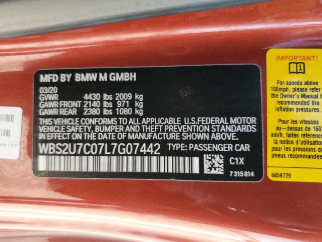 2020 BMW M2 COMPETI - WBS2U7C07L7G07442