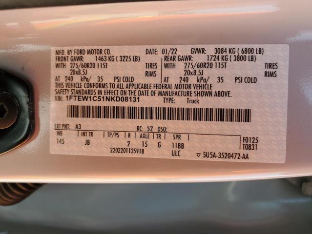2022 FORD F150 SUPER 1FTEW1C51NKD08131