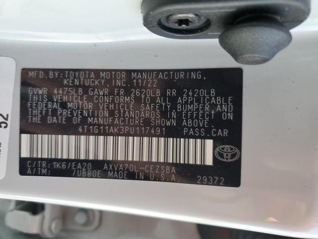 4T1G11AK3PU117491 Toyota Camry Se Night Shade
