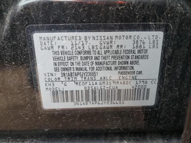 2018 NISSAN SENTRA 4D 3N1AB7AP6JY236651