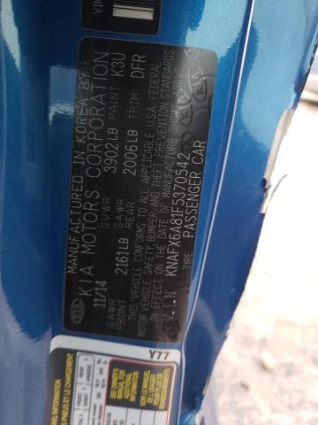 KNAFX6A81F5370542 KIA FORTE EX