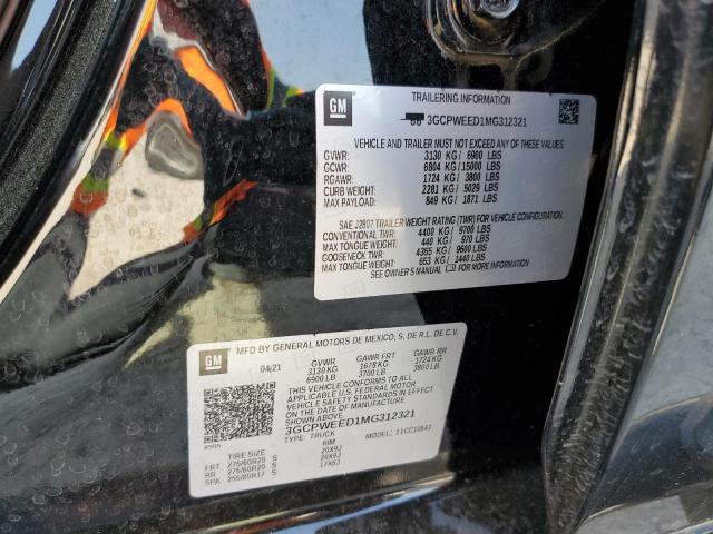 2021 CHEVROLET SILVERADO 3GCPWEED1MG312321